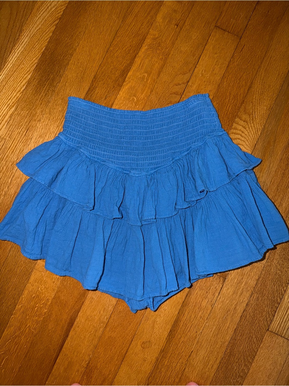 Blue Tiered Ruffle cotton Mini Skirt - Women